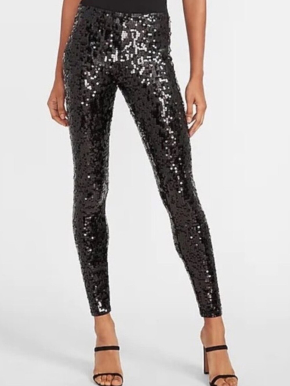 Express high waisted black sequin leggings, size XS party club holiday